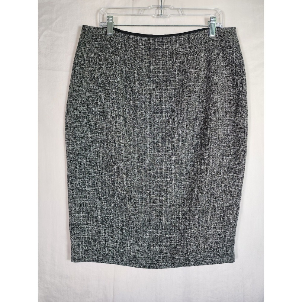 The Limited Womens 14 Black White Skirt Tweed Pencil Capsule Preppy Minimalist - Picture 2 of 7